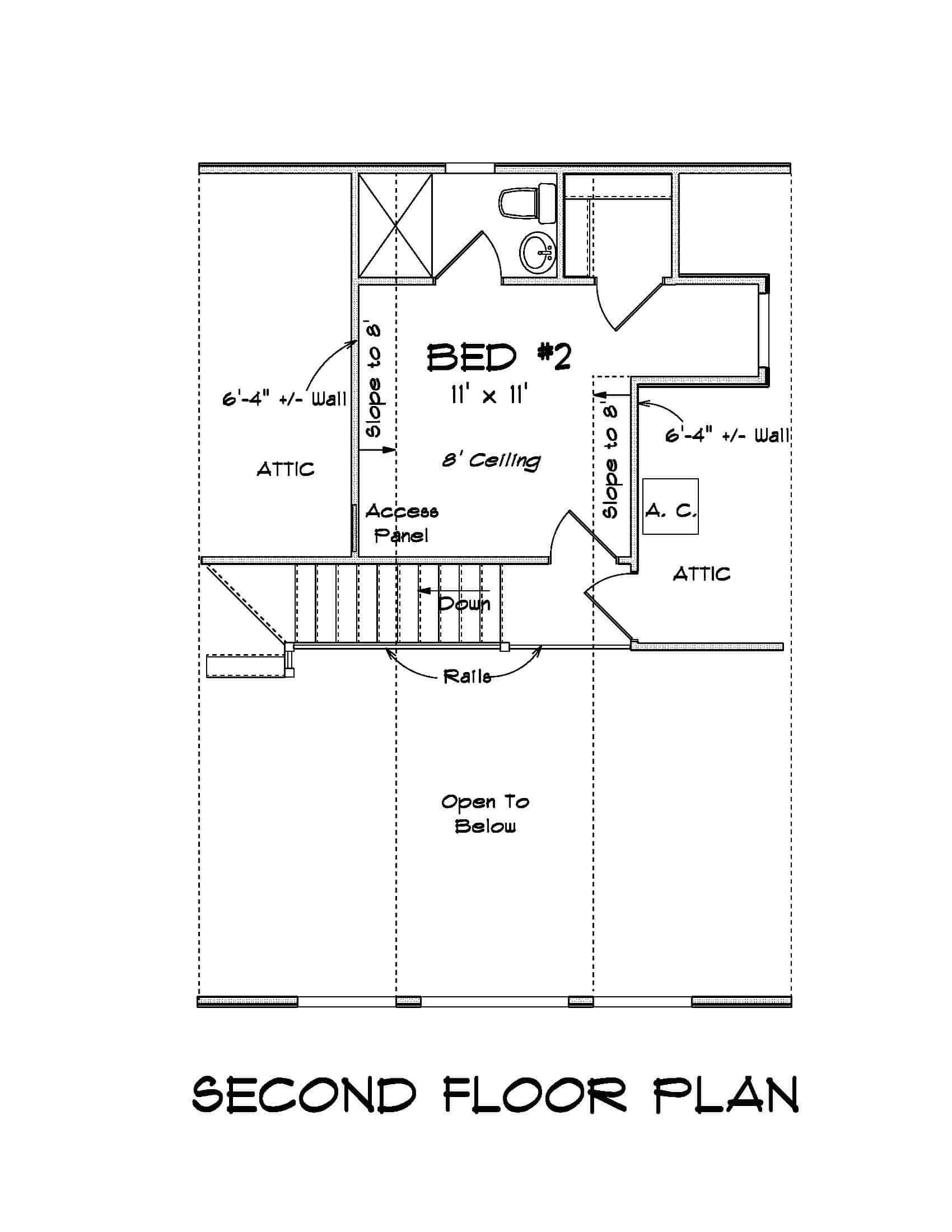 Upper Level of Cabin Plan #178-1410