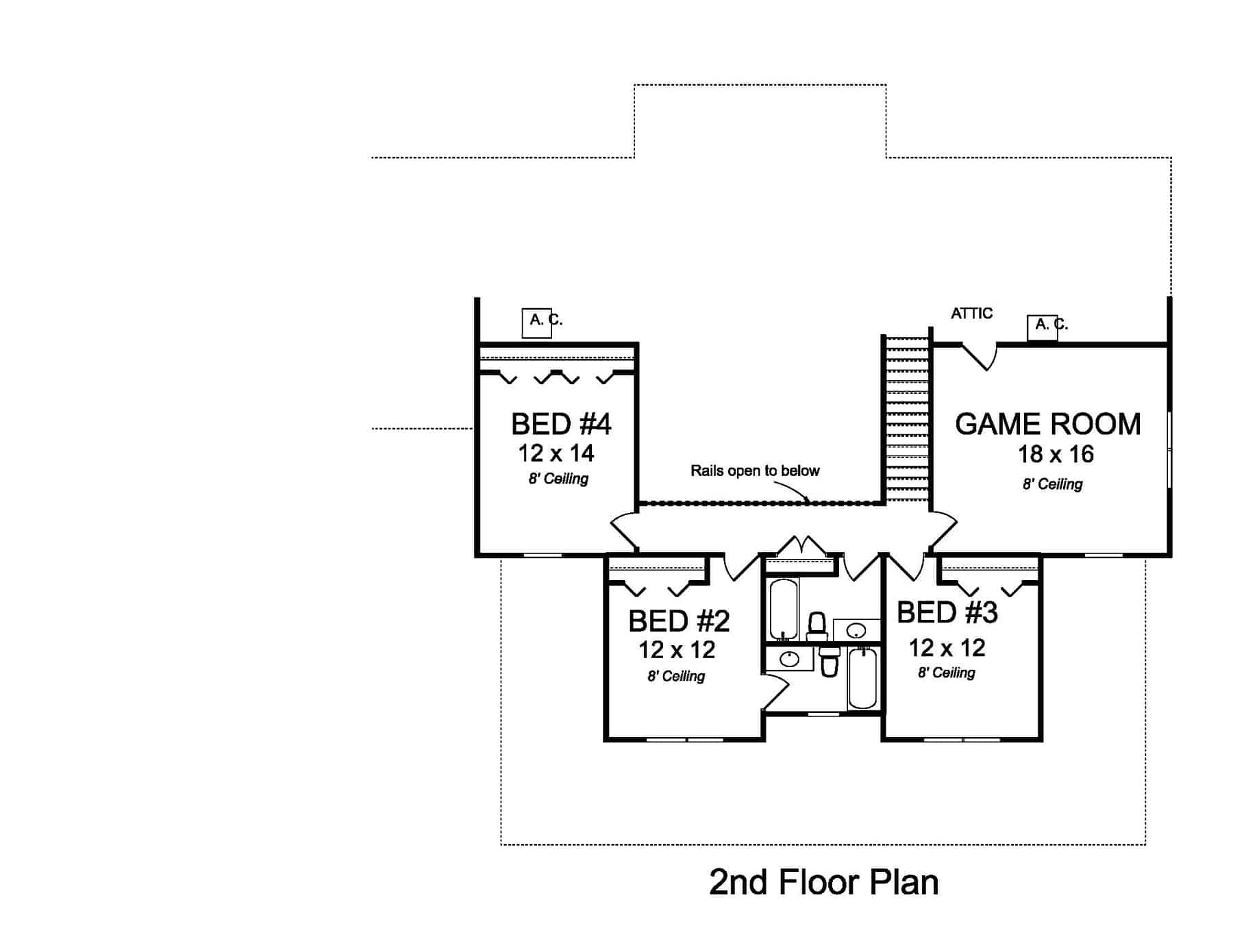 Upper Level of Farmhouse Plan #178-1411