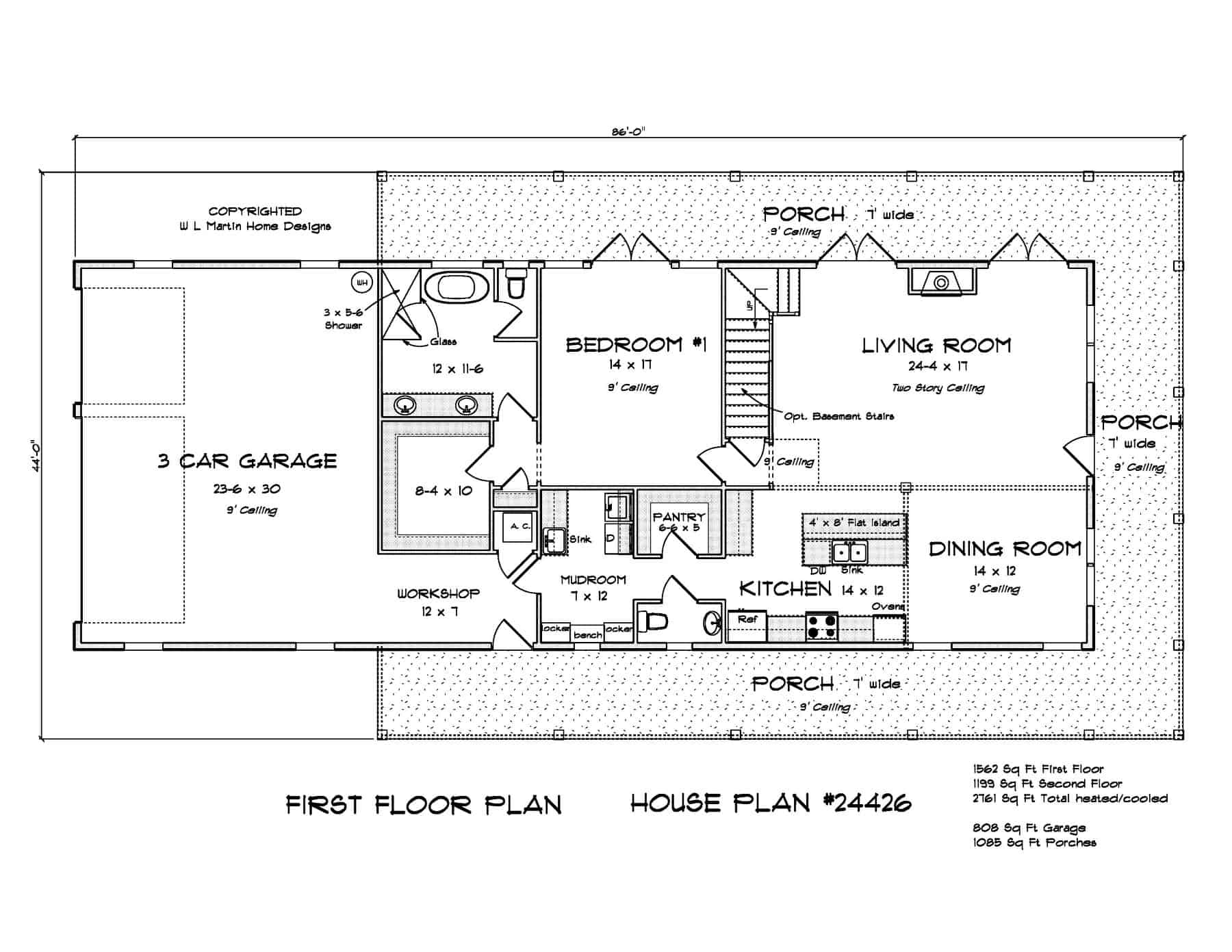 Main Level of Barn Style Plan #178-1412