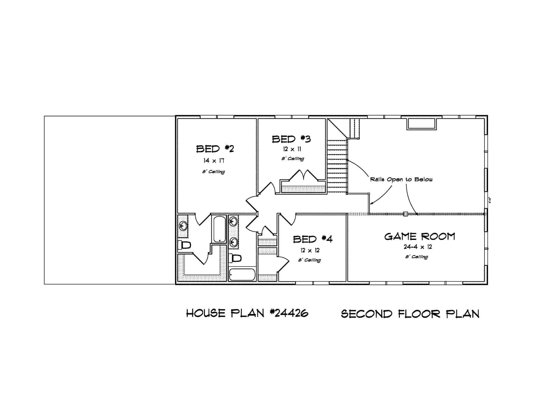 Upper Level of Barn Style Plan #178-1412
