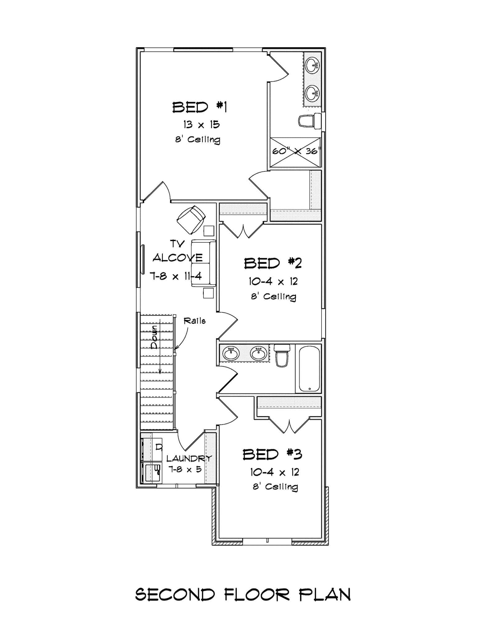 Upper Level of Cottage Plan #178-1414
