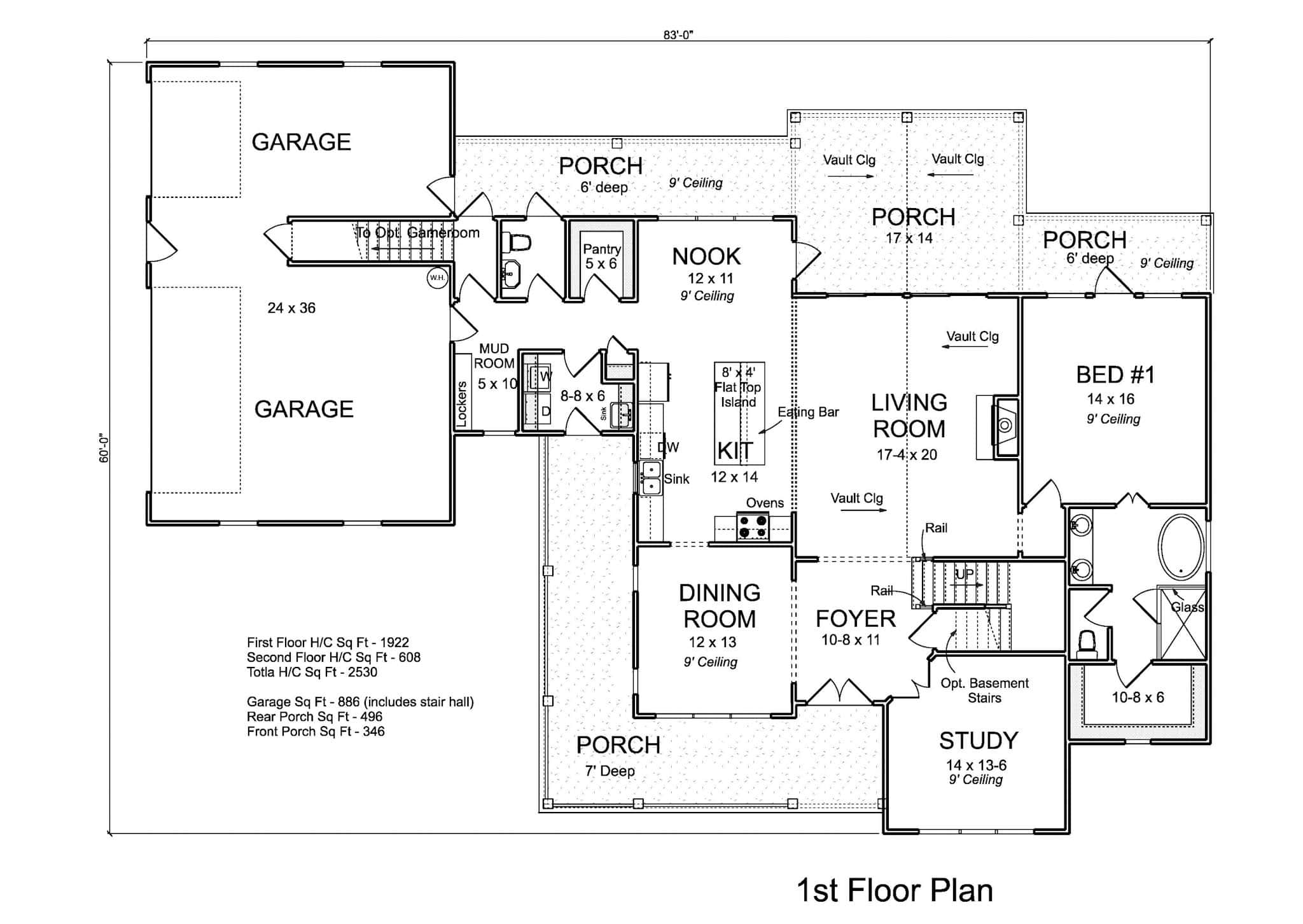 Main Level of Farmhouse Plan #178-1415