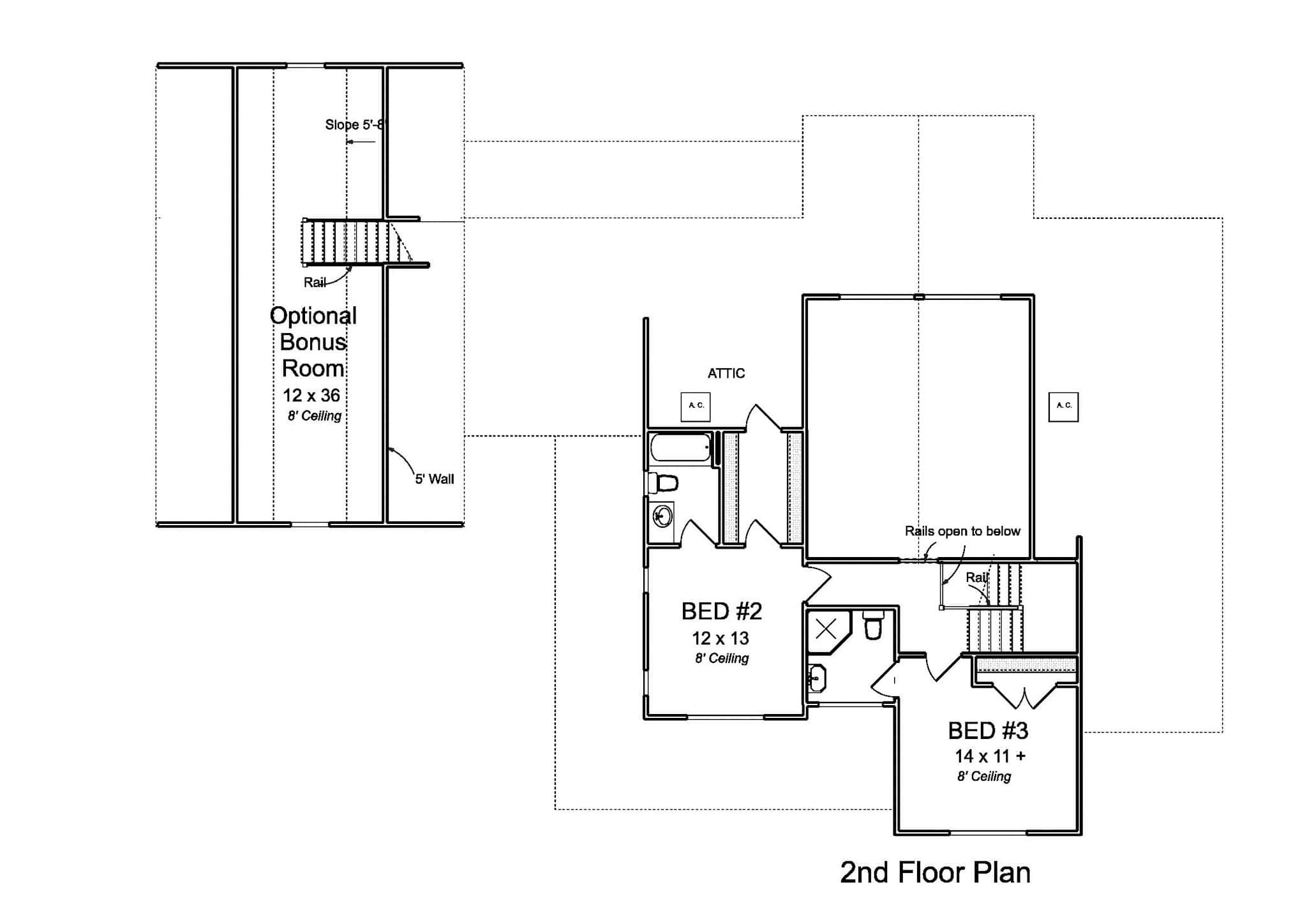 Upper Level of Farmhouse Plan #178-1415