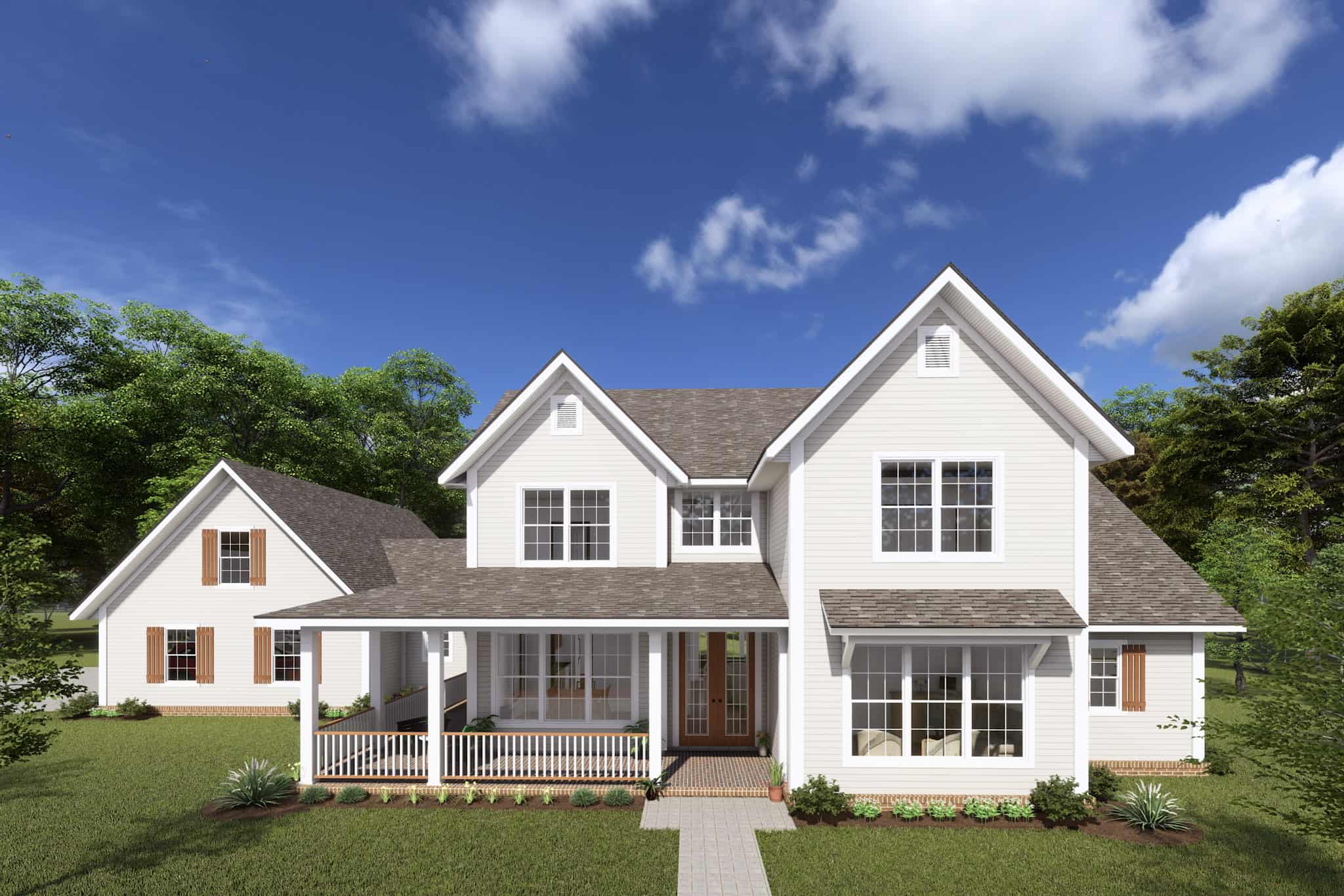 Front elevation of Farmhouse home (ThePlanCollection: House Plan #178-1415)
