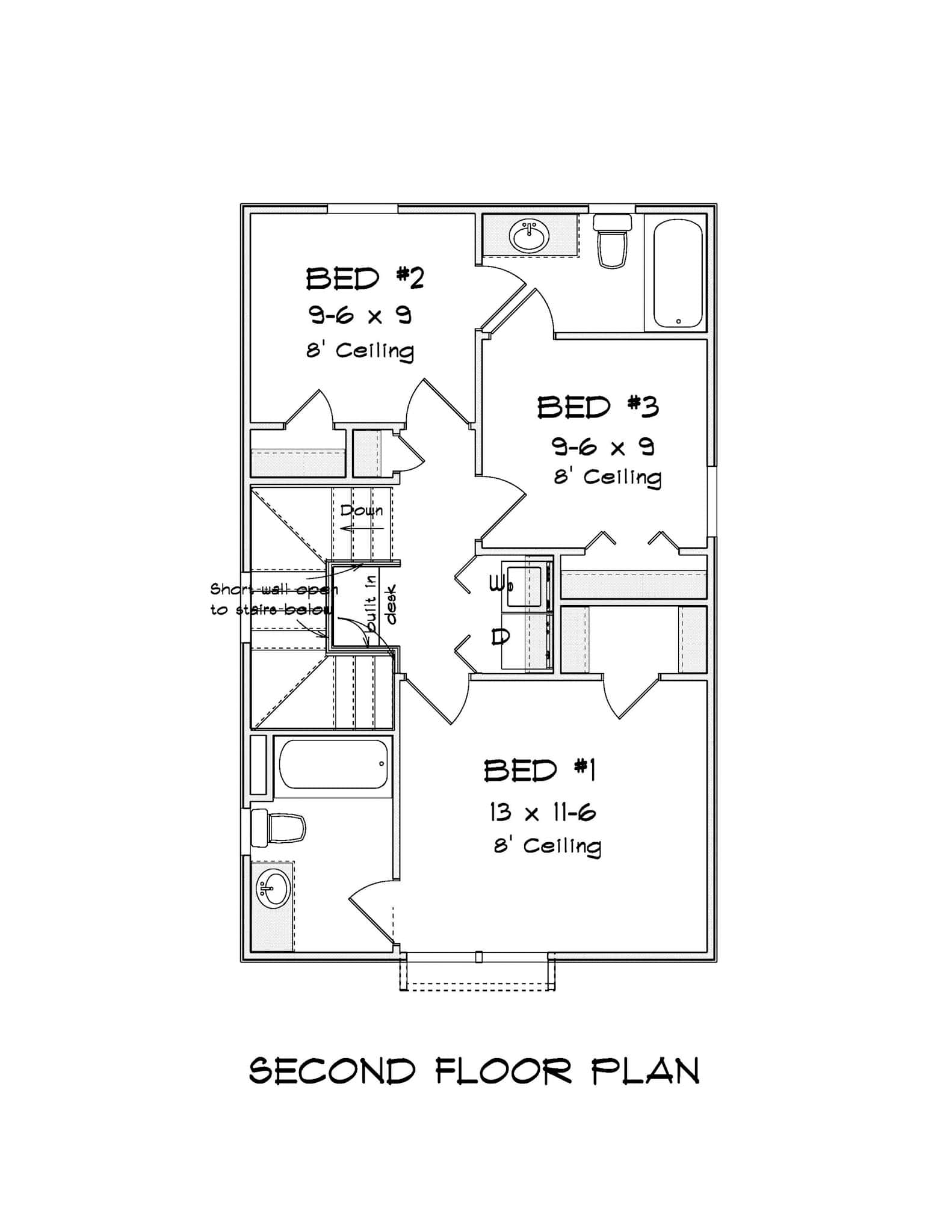 Upper Level of Cottage Plan #178-1416