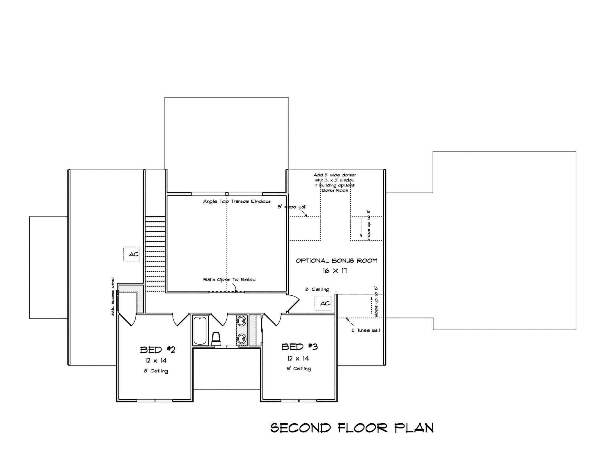 Upper Level of Farmhouse Plan #178-1417
