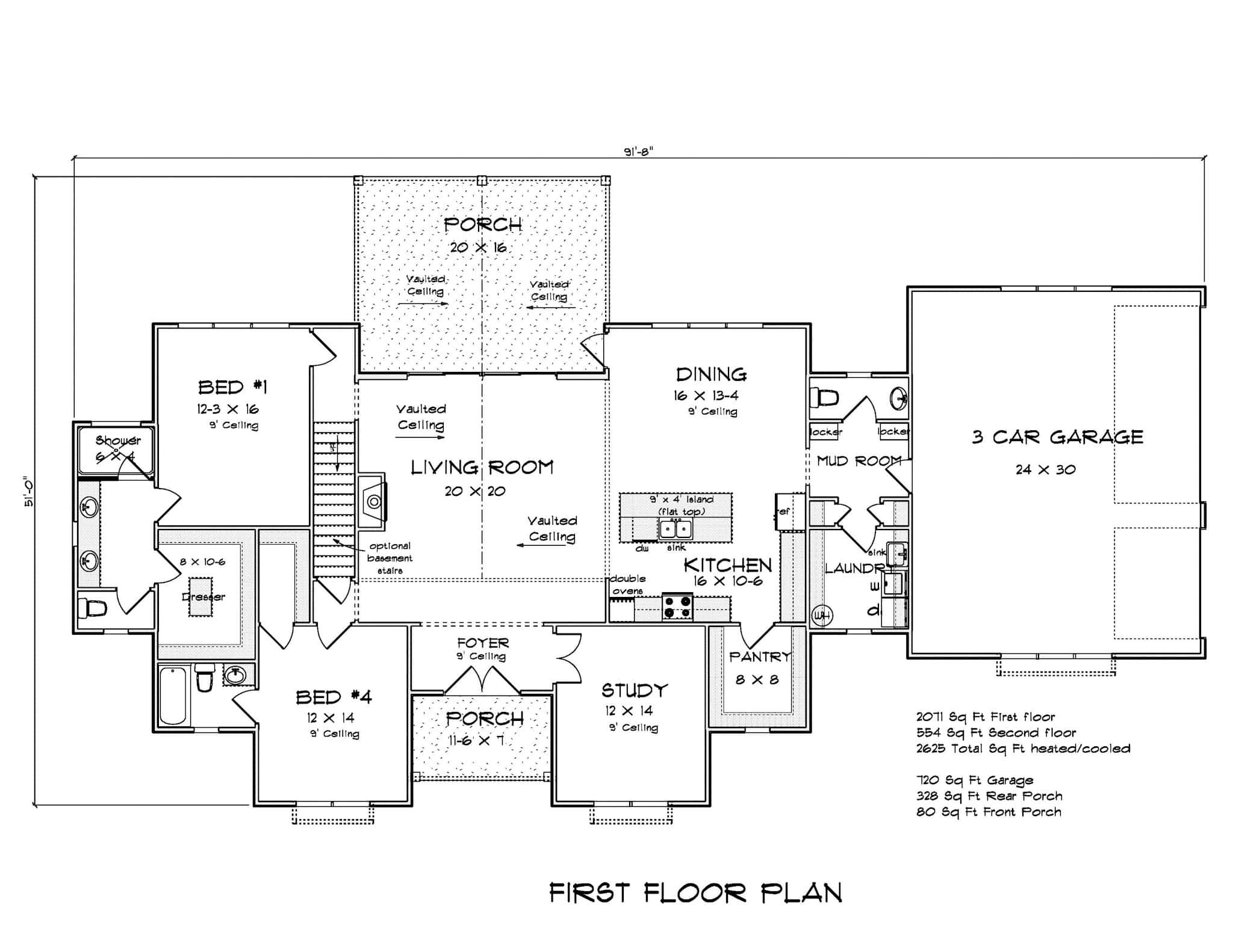 Main Level of Farmhouse Plan #178-1417