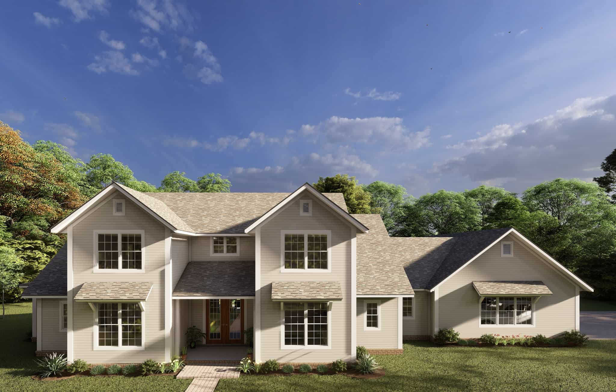 Front elevation of Farmhouse home (ThePlanCollection: House Plan #178-1417)