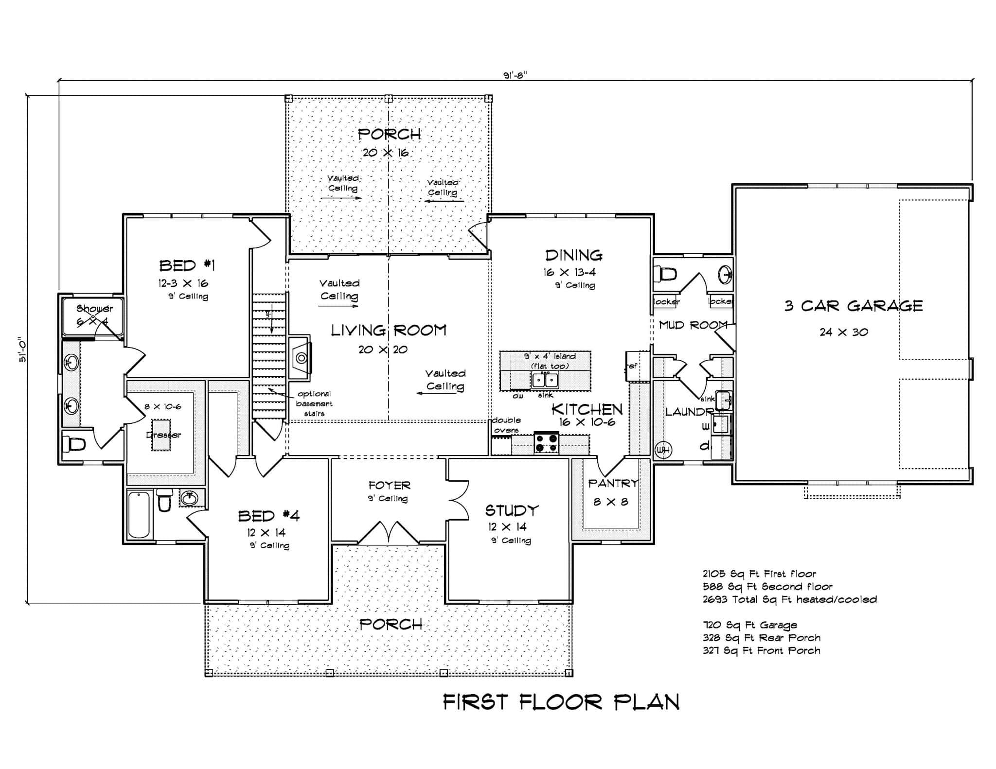 Main Level of Farmhouse Plan #178-1418