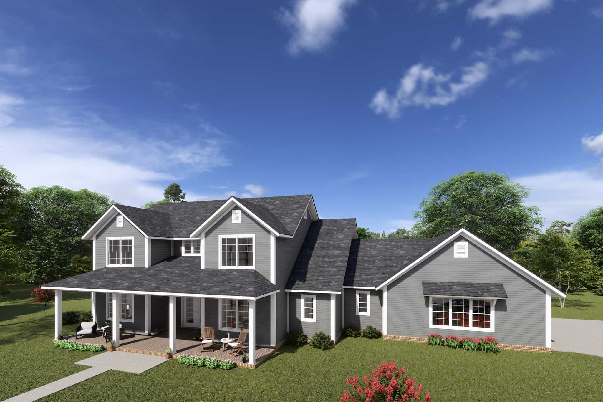 Front elevation of Farmhouse home (ThePlanCollection: House Plan #178-1418)