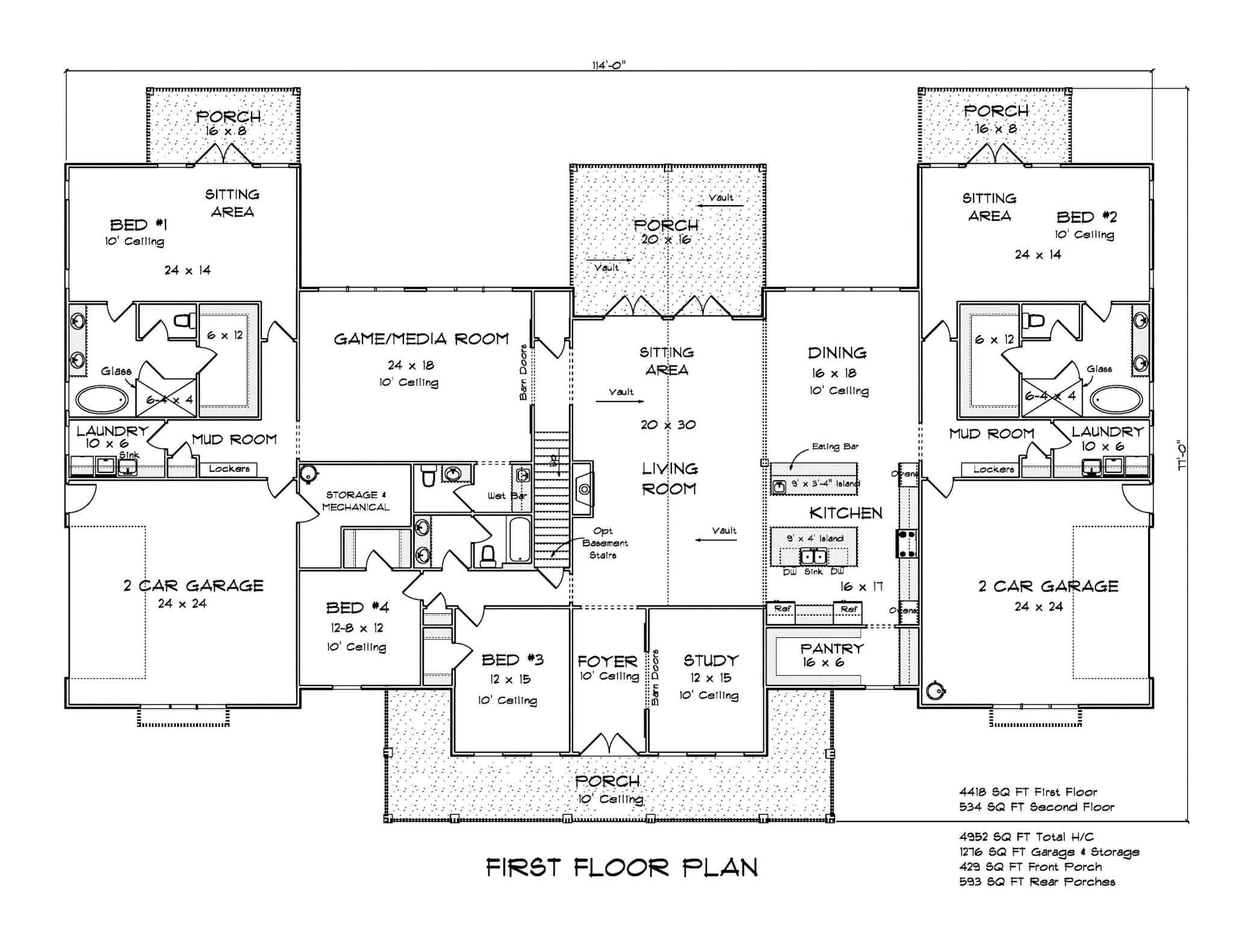 Main Level of Modern Farmhouse Plan #178-1420