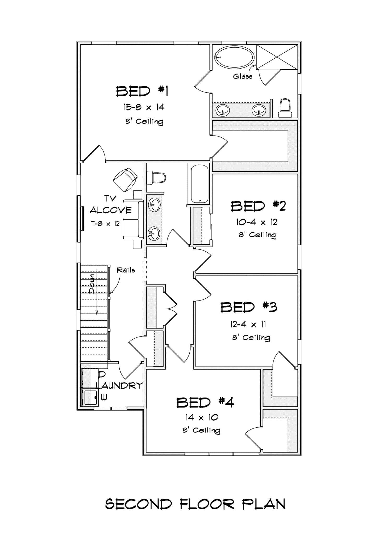 Upper Level of Cottage Plan #178-1421