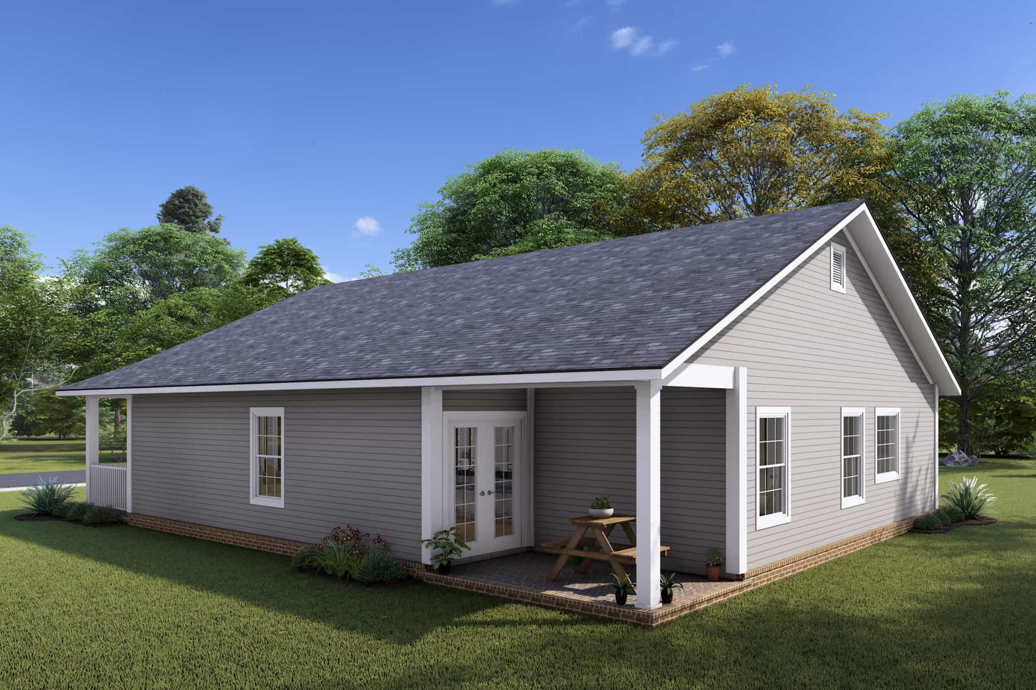 Rear View of this 3-Bedroom,1388 Sq Ft Plan -178-1422