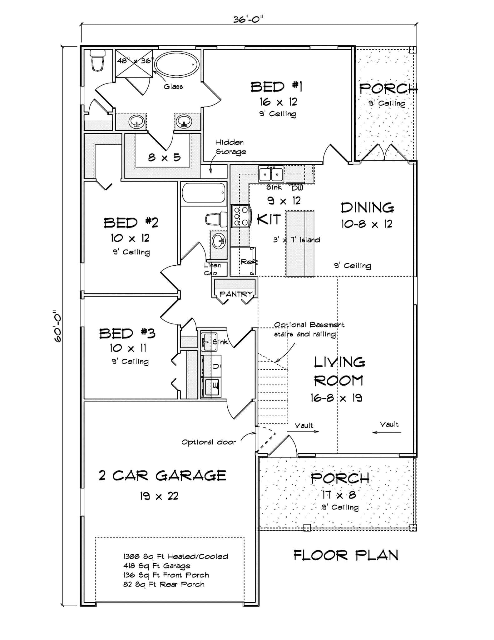 Main Level of Cottage Plan #178-1422