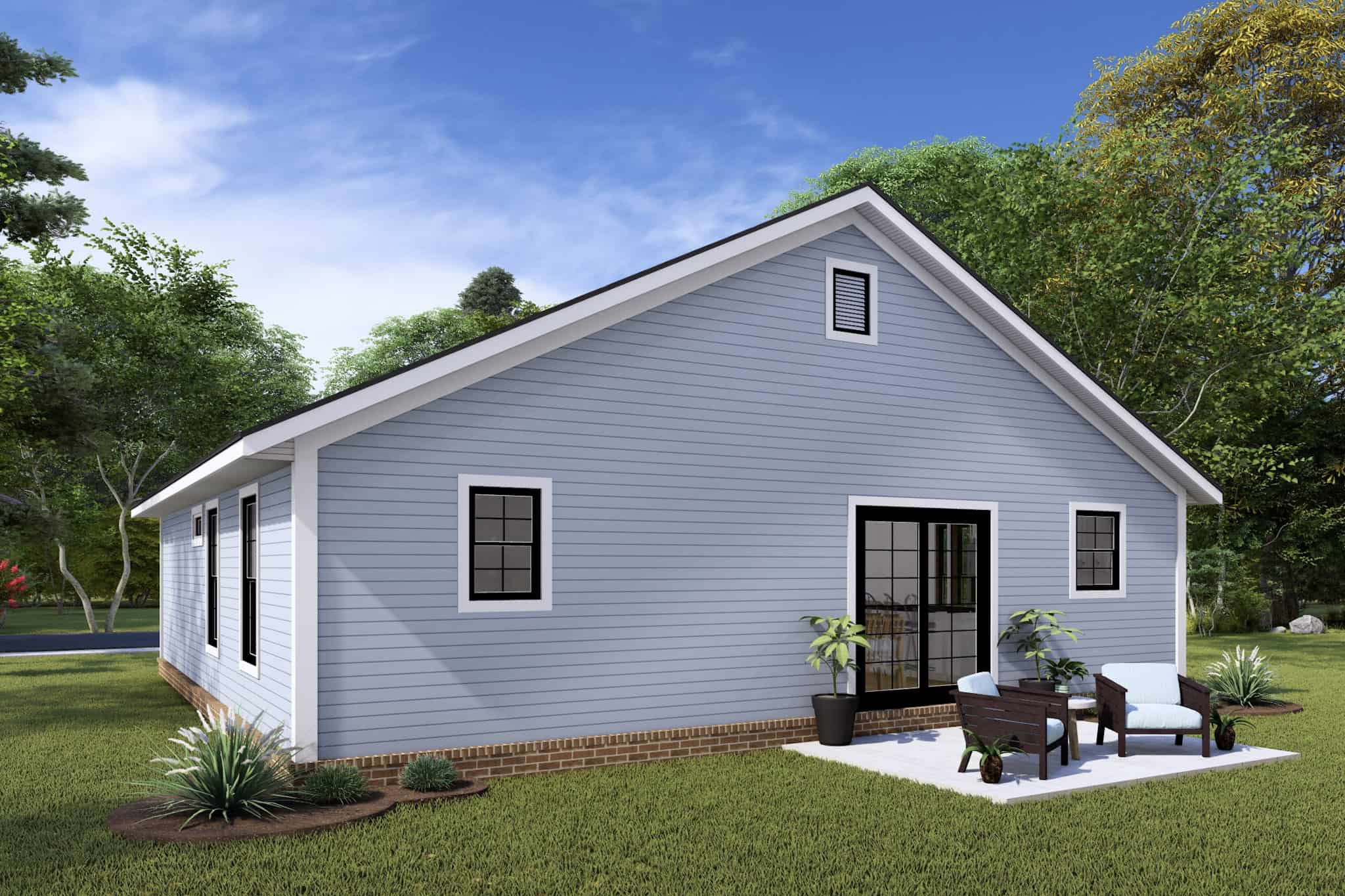 Rear View of this 2-Bedroom,997 Sq Ft Plan -178-1423