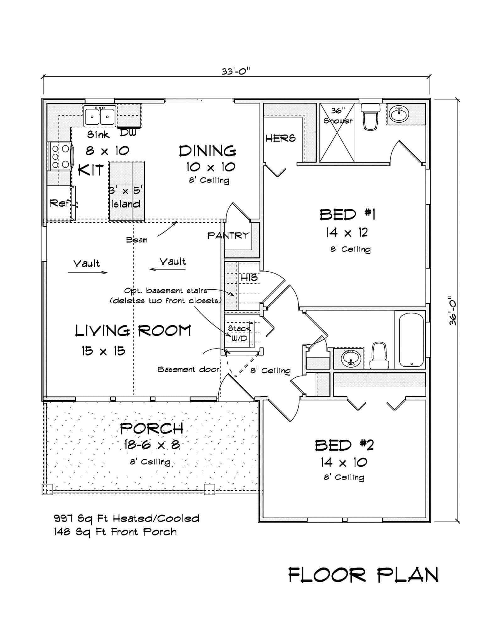 Main Level of Cottage Plan #178-1423