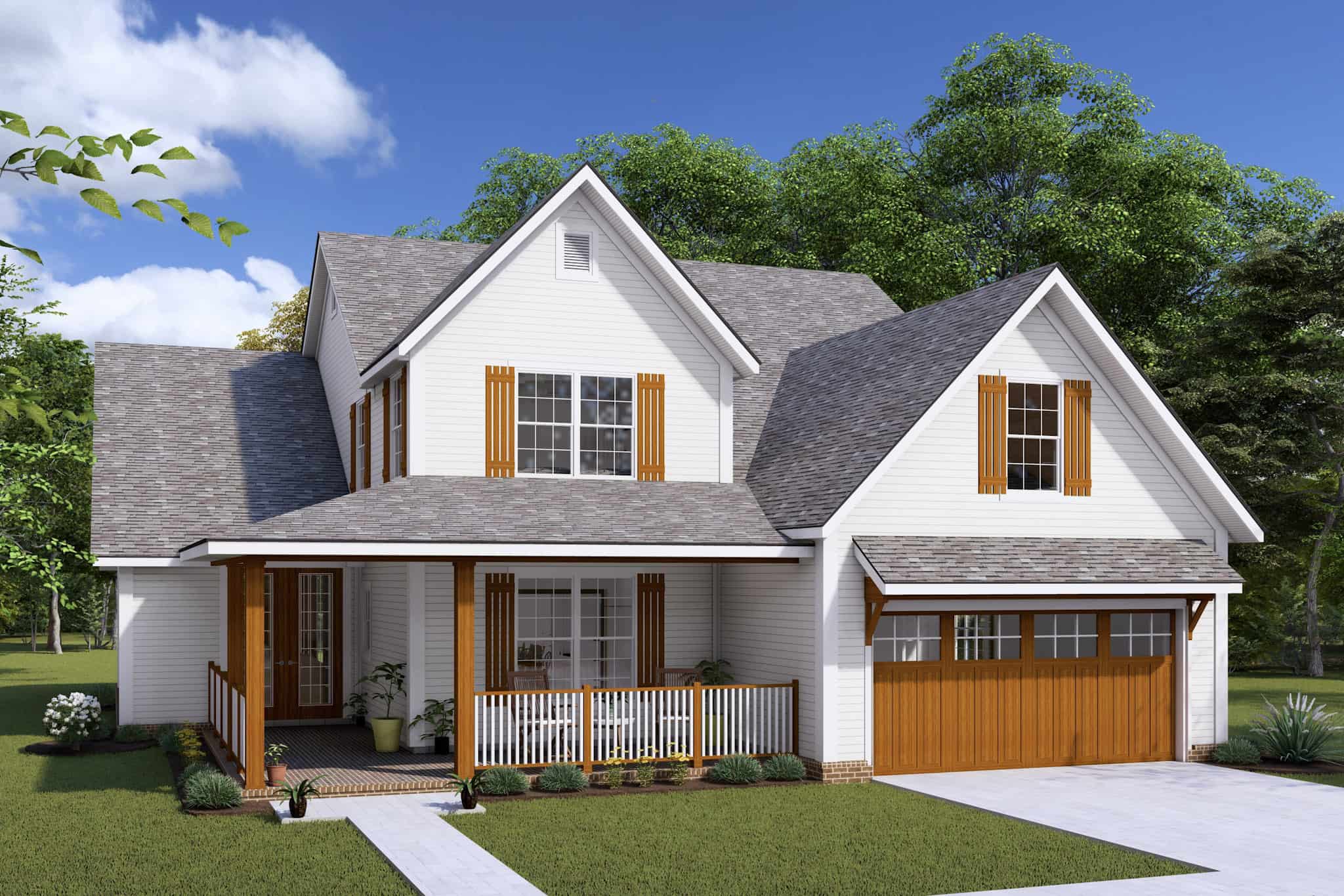 Front elevation of Farmhouse home (ThePlanCollection: House Plan #178-1425)