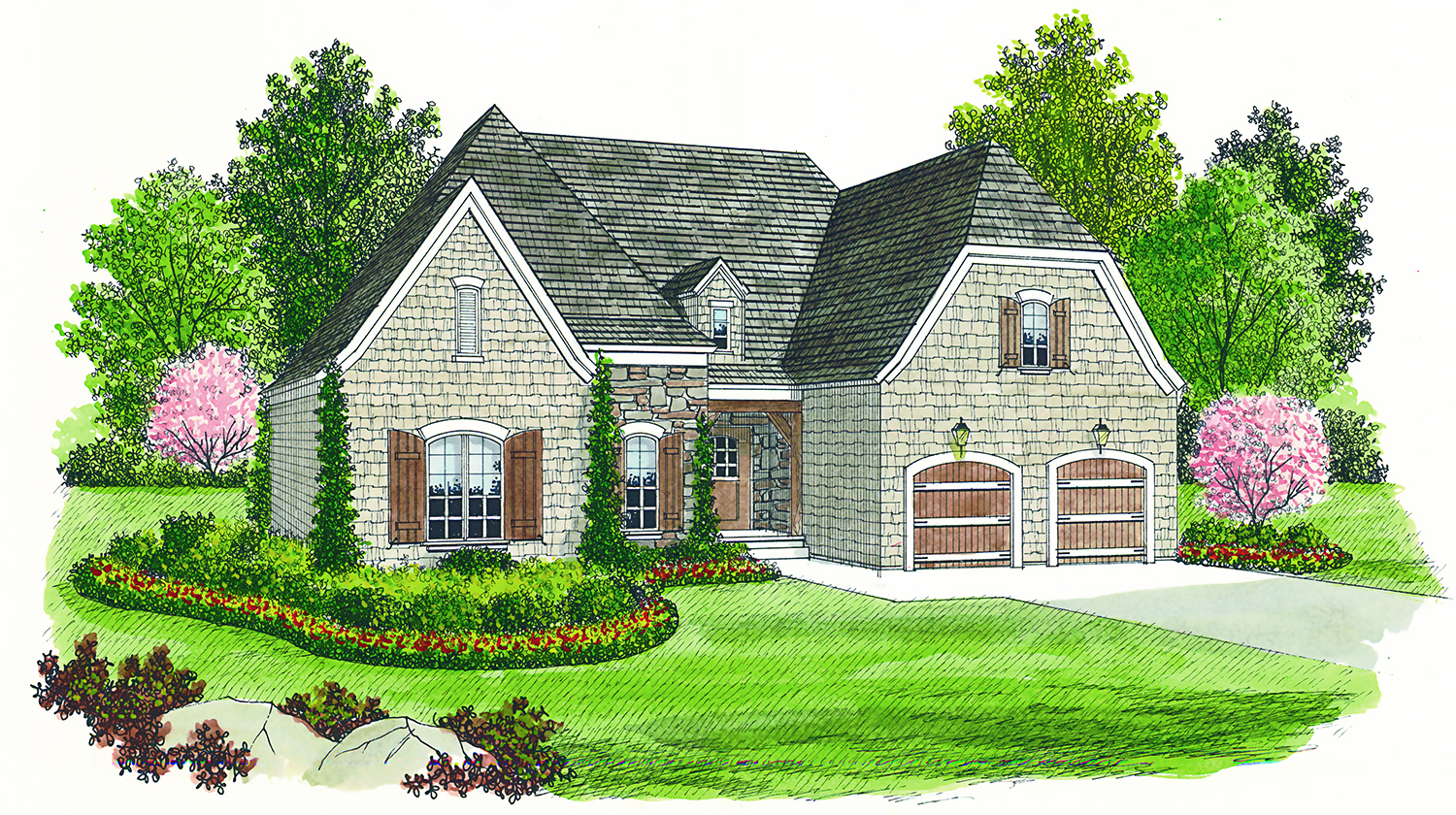 Front elevation of Cottage home (ThePlanCollection: House Plan #180-1002)