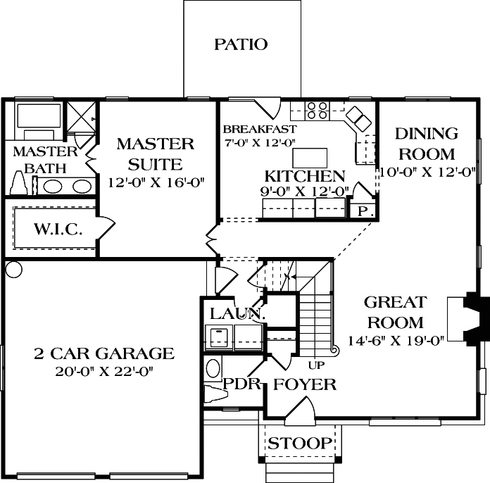 Floor Plan First Story of European Plan #180-1005