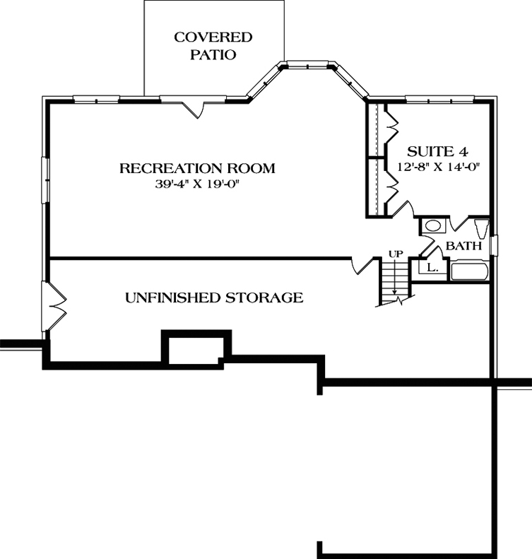 Floor Plan Basement of Ranch Plan #180-1006