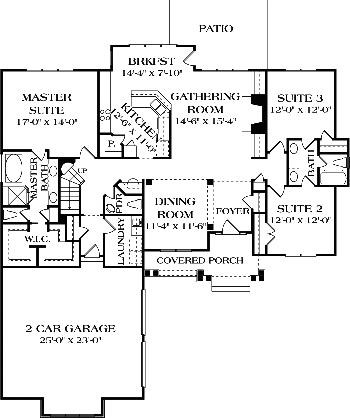 Floor Plan First Story of Craftsman Plan #180-1008