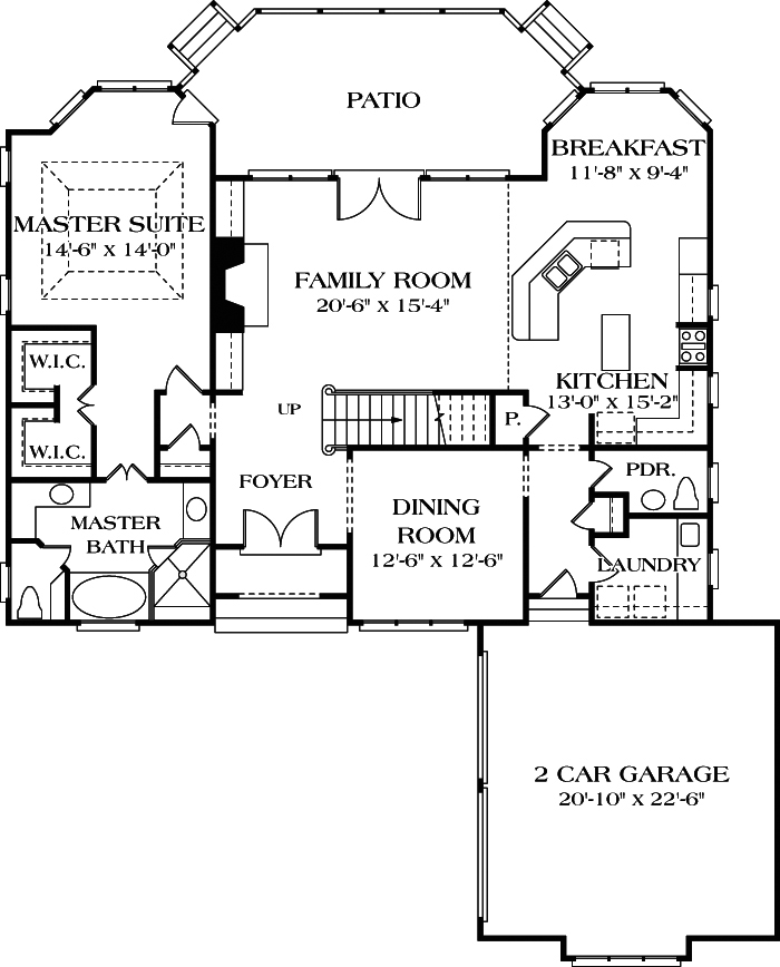 Floor Plan First Story of Country Plan #180-1009