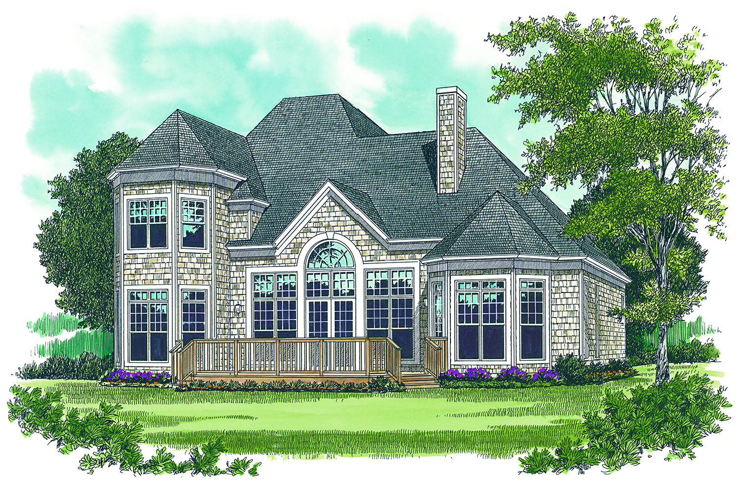 Rear View of this 3-Bedroom, 2443 Sq Ft Plan - 180-1009