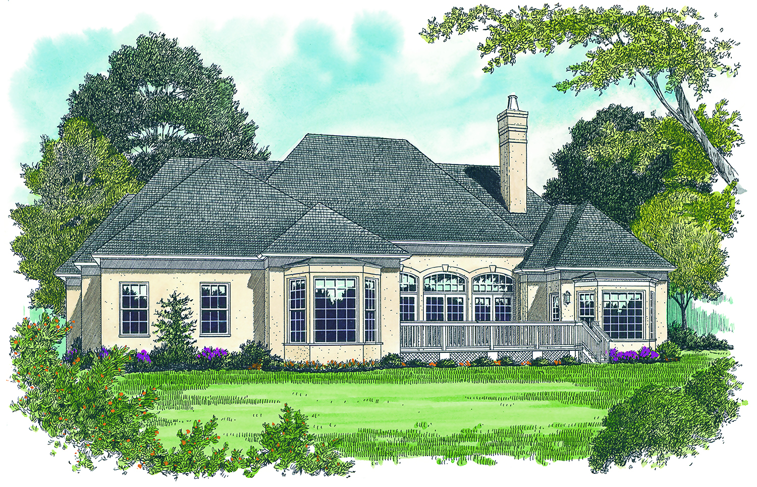 Rear View of this 3-Bedroom, 2500 Sq Ft Plan - 180-1010