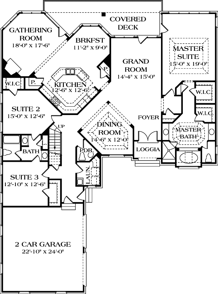 Floor Plan First Story of Ranch Plan #180-1011