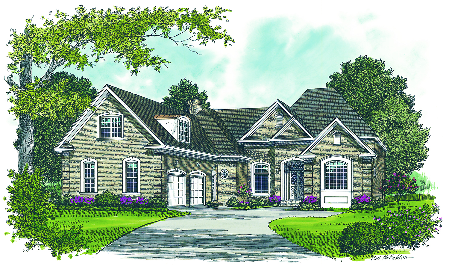 Front elevation of Ranch home (ThePlanCollection: House Plan #180-1011)