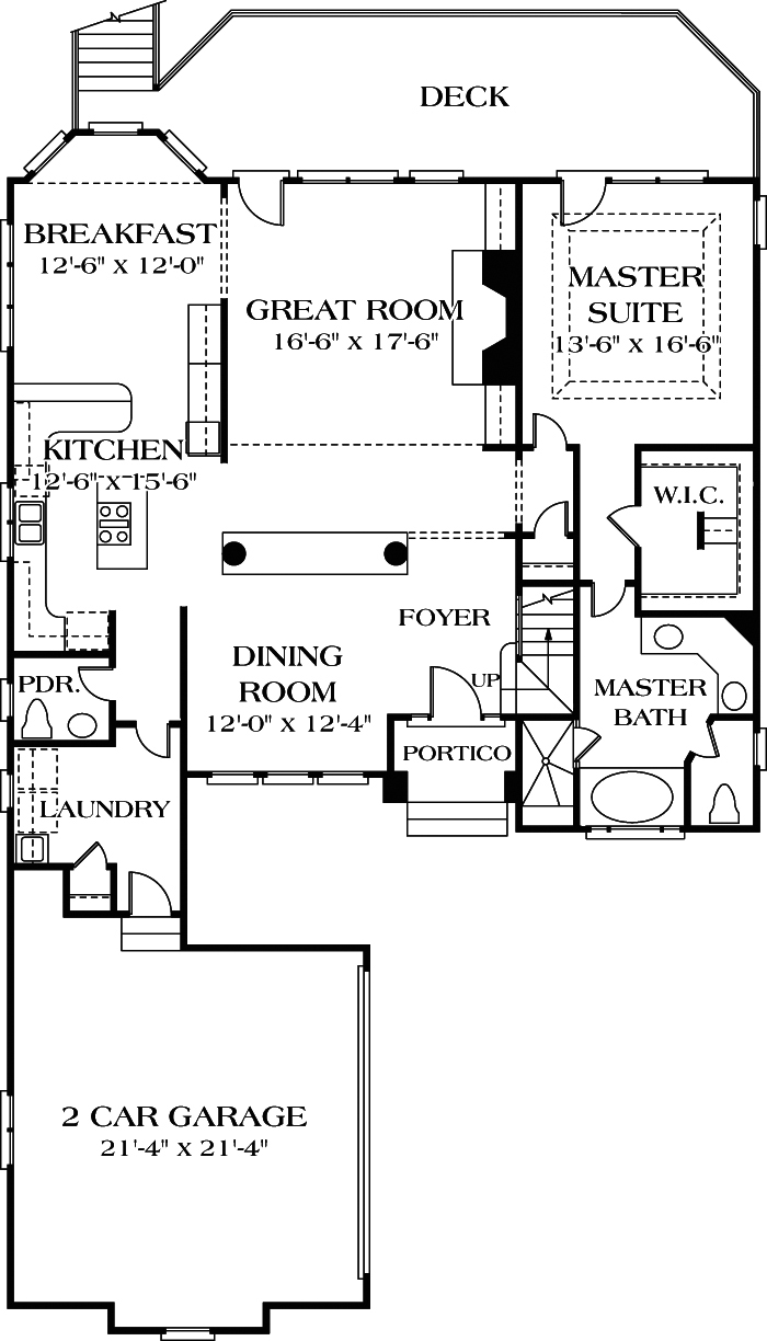 Floor Plan First Story of Traditional Plan #180-1012