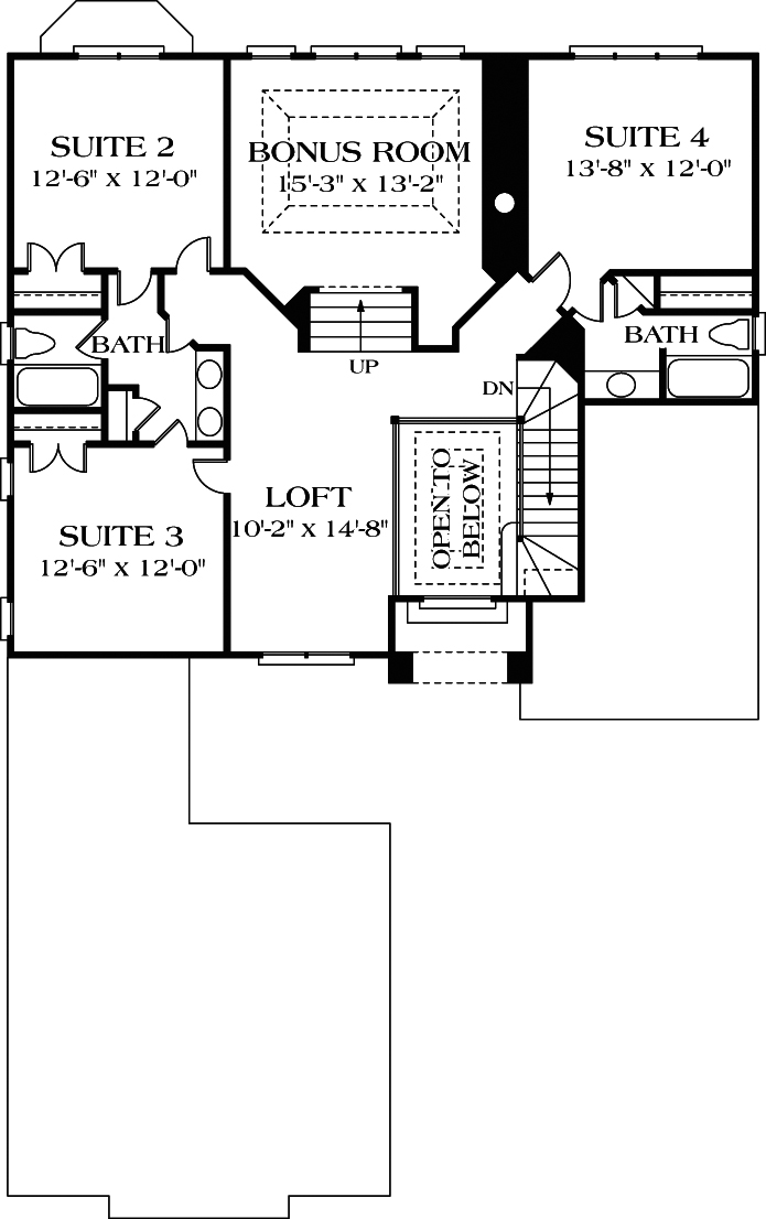 Floor Plan Second Story of Traditional Plan #180-1012