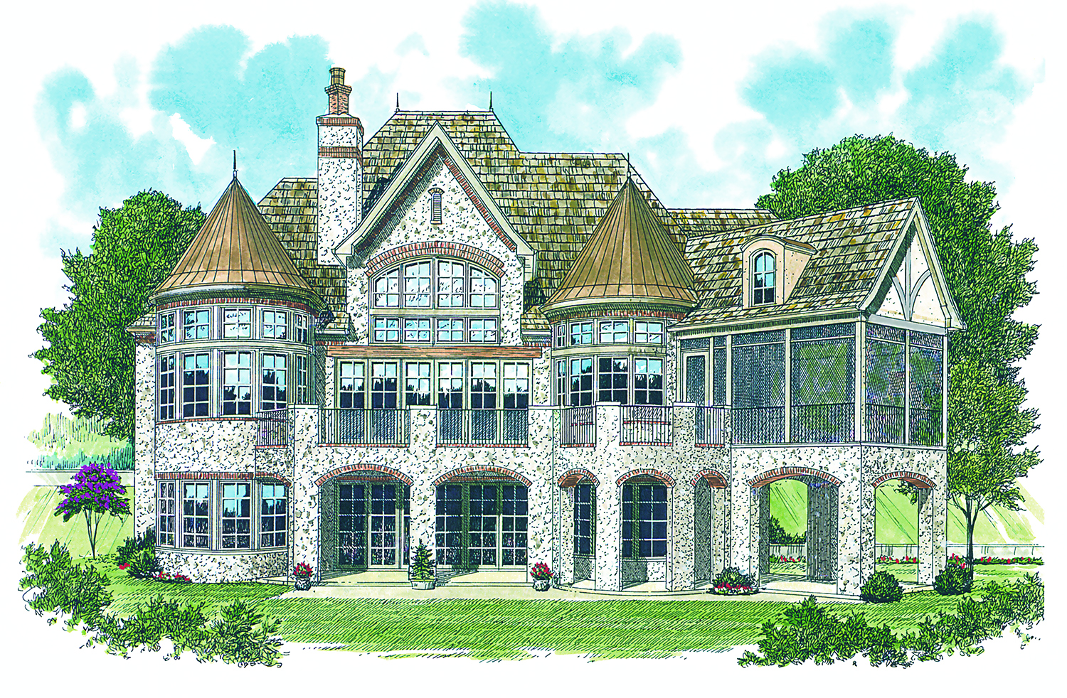 Rear View of this 4-Bedroom, 4731 Sq Ft Plan - 180-1013
