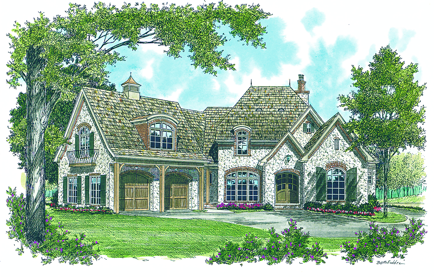 Front elevation of European home (ThePlanCollection: House Plan #180-1013)