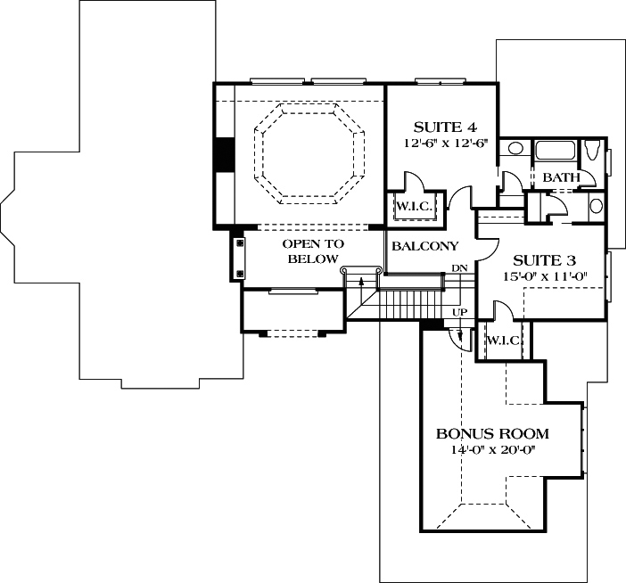 Floor Plan Second Story of Traditional Plan #180-1014