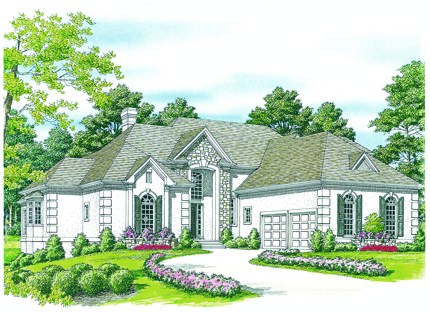 Front View of this 4-Bedroom, 3055 Sq Ft Plan - 180-1014