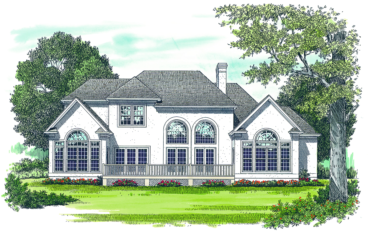 Rear View of this 4-Bedroom, 3055 Sq Ft Plan - 180-1014