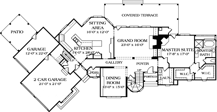 Floor Plan First Story of French Plan #180-1015