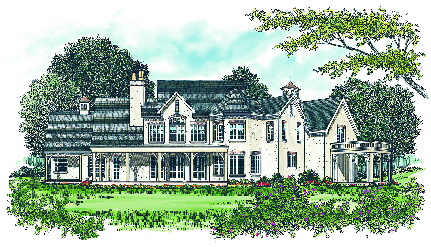 Rear View of this 3-Bedroom, 3462 Sq Ft Plan - 180-1015