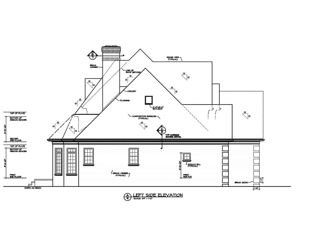 Home Plan Left Elevation of this 4-Bedroom,3226 Sq Ft Plan -180-1016