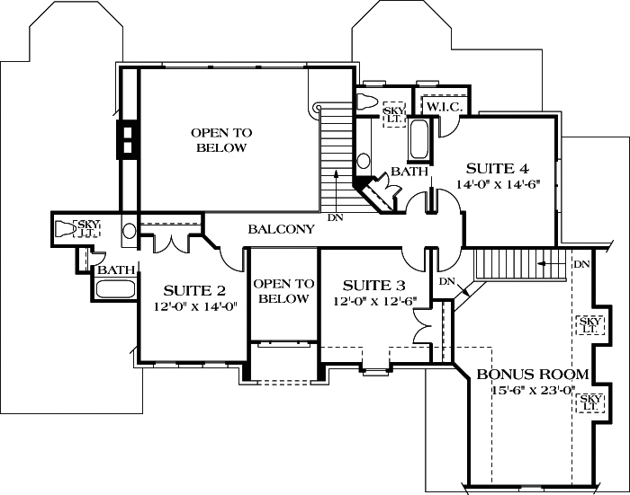 Floor Plan Second Story of Traditional Plan #180-1016