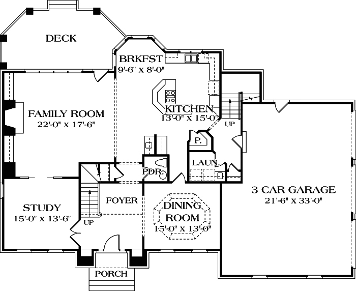 Floor Plan First Story of Georgian Plan #180-1017