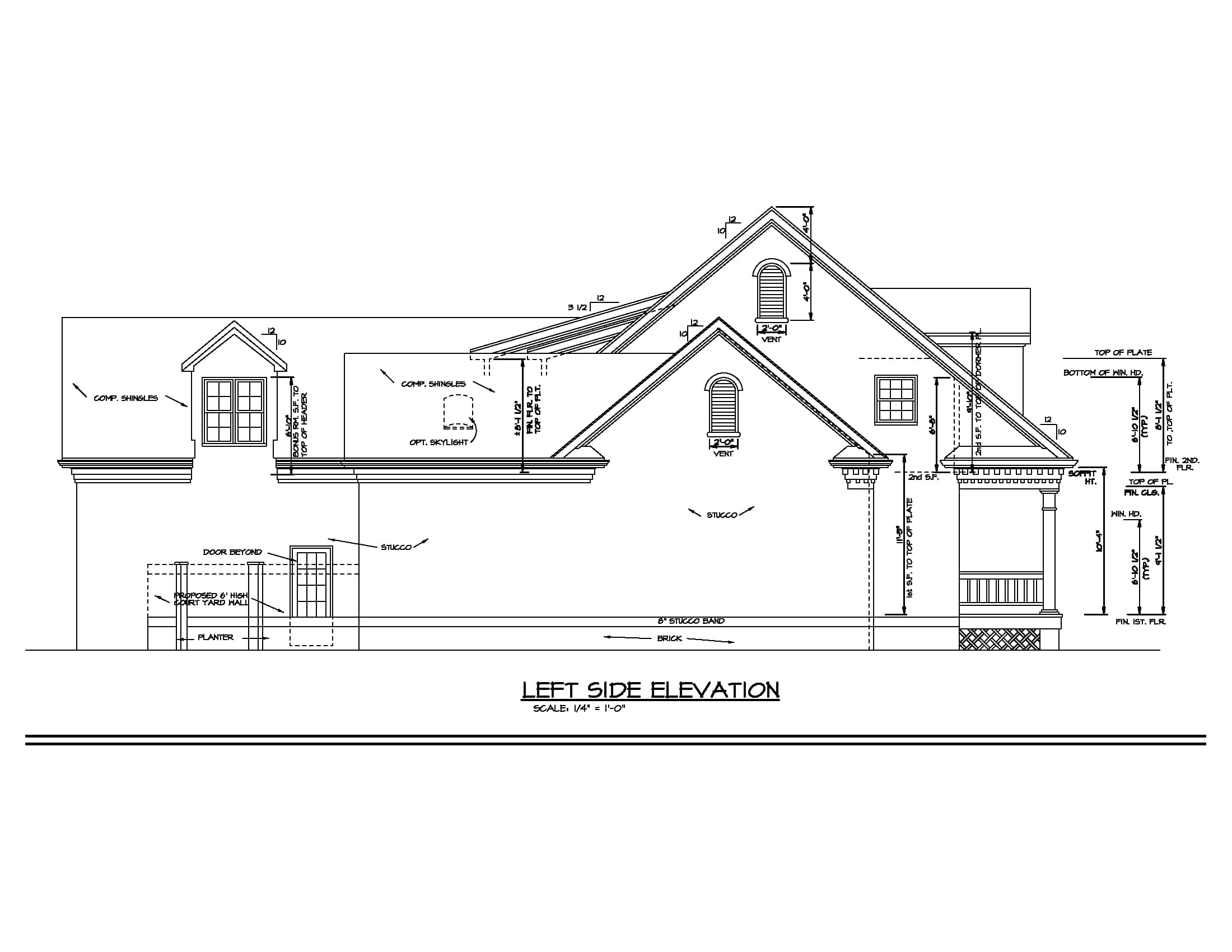 Home Plan Left Elevation of this 4-Bedroom,3338 Sq Ft Plan -180-1018