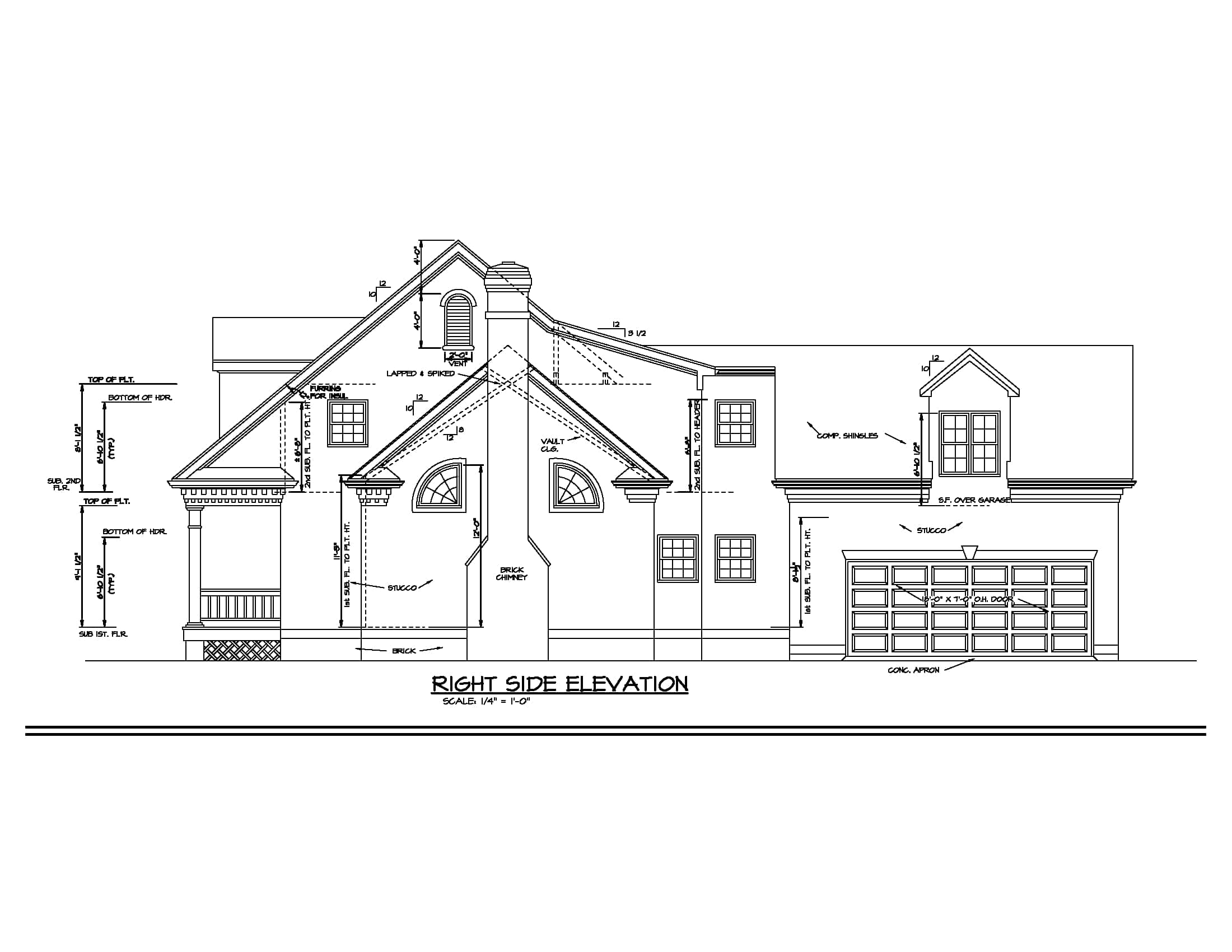 Home Plan Right Elevation of this 4-Bedroom,3338 Sq Ft Plan -180-1018