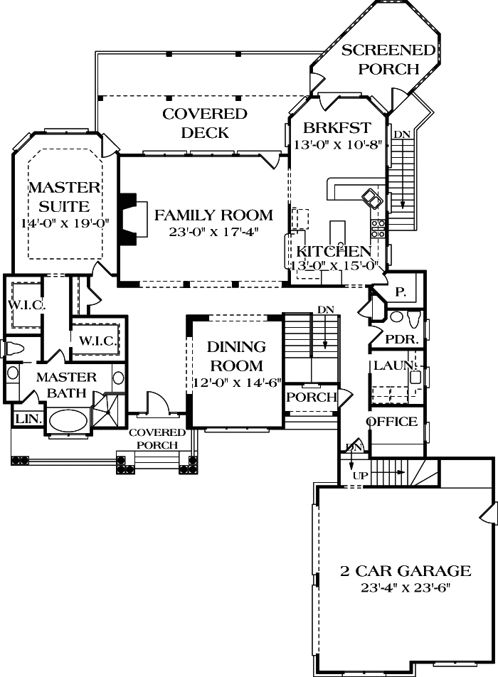 Floor Plan First Story of Cottage Plan #180-1019