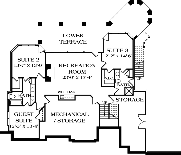 Floor Plan Basement of Cottage Plan #180-1019