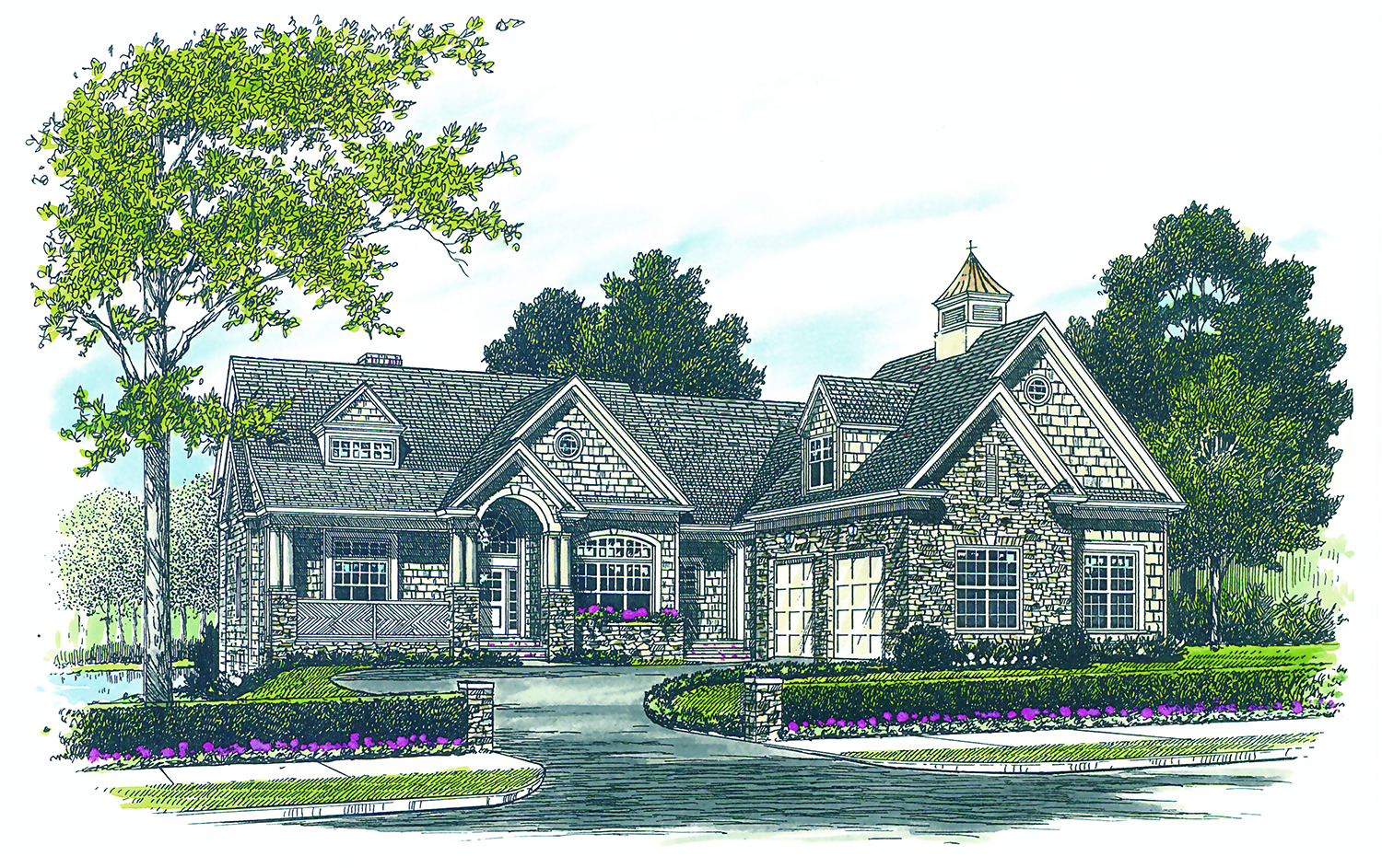 Home Plan Front Elevation of this 4-Bedroom,3546 Sq Ft Plan -180-1019