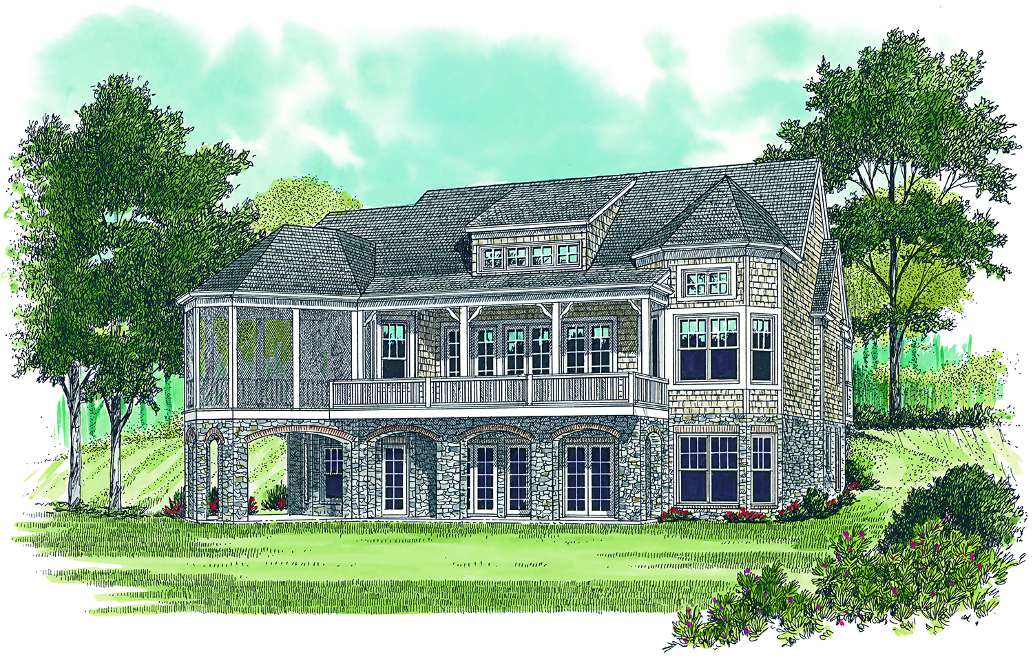 Home Plan Rear Elevation of this 4-Bedroom,3546 Sq Ft Plan -180-1019