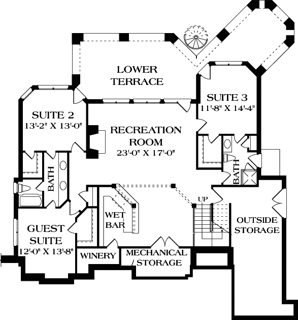 Floor Plan Basement of Country Plan #180-1020