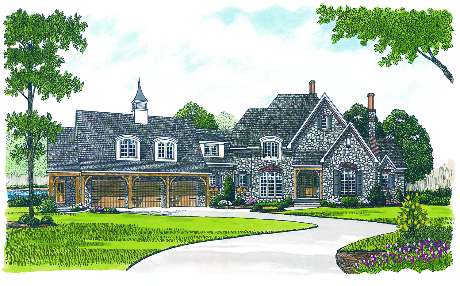 Home Plan Front Elevation of this 3-Bedroom,3660 Sq Ft Plan -180-1021